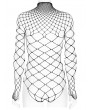 Punk Rave Black Gothic One-Piece Mesh Long Sleeve T-Shirt for Women