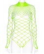 Punk Rave Green Gothic One-Piece Mesh Long Sleeve T-Shirt for Women