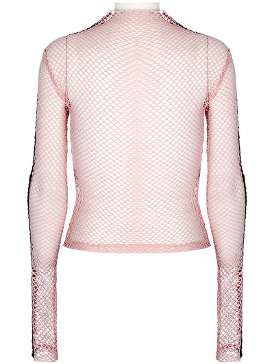 Punk Rave Pink Gothic Fashion Sexy Grunge Mesh Long Sleeve T-Shirt for  Women - DarkinCloset.com