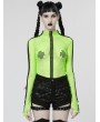 Punk Rave Green Gothic Fashion Sexy Grunge Mesh Long Sleeve T-Shirt for Women