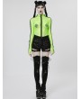 Punk Rave Green Gothic Fashion Sexy Grunge Mesh Long Sleeve T-Shirt for Women