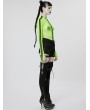 Punk Rave Green Gothic Fashion Sexy Grunge Mesh Long Sleeve T-Shirt for Women