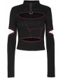 Punk Rave Black and Red Gothic Punk Daily Hollow Out Long Sleeve T-Shirt for Women