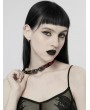 Punk Rave Black and Red Gothic Rose Buckle Leather Choker