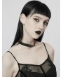 Punk Rave Black and Red Gothic Rose Buckle Leather Choker