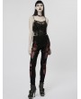 Punk Rave Black and Red Gothic Rose Buckle Leather Choker