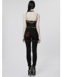 Punk Rave Black and Red Gothic Rose Buckle Leather Choker