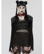 Punk Rave Black Gothic Punk Imitation Metal Wire Ripped Sleeveless Sweater for Women