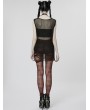 Punk Rave Black Gothic Punk Imitation Metal Wire Ripped Sleeveless Sweater for Women