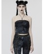Punk Rave Black and Blue Gothic Punk Rivet Daily Bustier Halter Top for Women