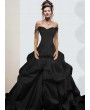 Black Spaghetti Straps Simple Gothic Wedding Dress