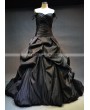 Black Spaghetti Straps Simple Gothic Wedding Dress