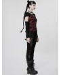 Punk Rave Women's Black and Red Gothic Punk Knitted T-Shirt with Removable Sleeves