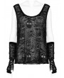Punk Rave Women's Black Gothic Punk Skull Pattern Loose Tank Top with Finger Sleeves
