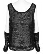 Punk Rave Women's Black Gothic Punk Skull Pattern Loose Tank Top with Finger Sleeves