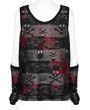 Punk Rave Womne's Black and Red Gothic Punk Skull Pattern Tank Top with Finger Sleeves