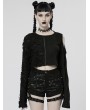 Punk Rave Black Gothic Splicing Long Sleeves Loose Casual Short T-Shirt for Women