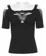 Punk Rave Black Gothic Punk Sexy Hollow-out Short Sleeve T-Shirt for Women