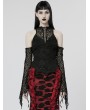 Punk Rave Black Elegant Gothic Sexy Jacquard Lace Sleeves T-Shirt for Women