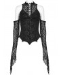 Punk Rave Black Elegant Gothic Sexy Jacquard Lace Sleeves T-Shirt for Women