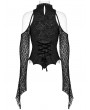 Punk Rave Black Elegant Gothic Sexy Jacquard Lace Sleeves T-Shirt for Women