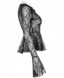 Punk Rave Black Gothic Transparent Lace Long Trumpet Sleeve T-Shirt for Women