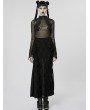 Punk Rave Black Gothic Feather Lace Mesh Long Sleeve Top for Women