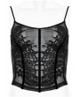 Punk Rave Black Gothic Sexy Perspective Lace Mesh Camisole for Women