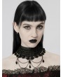 Punk Rave Black Gothic Gorgeous Lace Layered Chain Pendant Choker