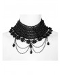 Punk Rave Black Gothic Gorgeous Lace Layered Chain Pendant Choker