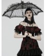 Punk Rave Black Gothic Light Ruffle Lace Mesh Umbrella