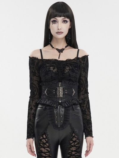 Devil Fashion Black Vintage Gothic Front Zipper Girdle