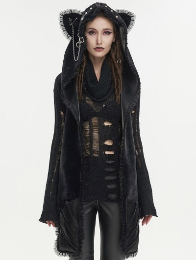 Devil Fashion Black Gothic Punk Rivet Cute Warm Earflap Hat