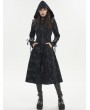 Devil Fashion Black Gothic Punk Spliced Faux Leather Hooded Coat for Women
