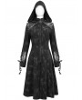 Devil Fashion Black Gothic Punk Spliced Faux Leather Hooded Coat for Women