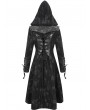 Devil Fashion Black Gothic Punk Spliced Faux Leather Hooded Coat for Women