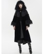 Devil Fashion Black Vintage Gothic Fur Warm Loose Hooded Cape Coat for Women