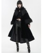 Devil Fashion Black Vintage Gothic Fur Warm Loose Hooded Cape Coat for Women