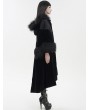 Devil Fashion Black Vintage Gothic Fur Warm Loose Hooded Cape Coat for Women