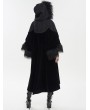 Devil Fashion Black Vintage Gothic Fur Warm Loose Hooded Cape Coat for Women