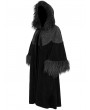 Devil Fashion Black Vintage Gothic Fur Warm Loose Hooded Cape Coat for Women