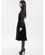 Devil Fashion Black Vintage Gothic Jacquard Velvet Long Coat for Women