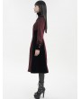 Devil Fashion Red Vintage Gothic Jacquard Velvet Long Coat for Women