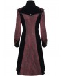 Devil Fashion Red Vintage Gothic Jacquard Velvet Long Coat for Women