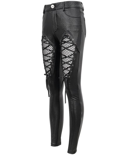 Devil Fashion Pantaloni lunghi da donna neri Steampunk vintage tattered