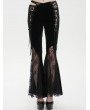 Devil Fashion Black Gothic Vintage Sexy Velvet Lace Flared Trousers for Women