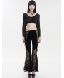 Devil Fashion Black Gothic Vintage Sexy Velvet Lace Flared Trousers for Women