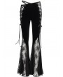 Devil Fashion Black Gothic Vintage Sexy Velvet Lace Flared Trousers for Women
