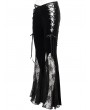 Devil Fashion Black Gothic Vintage Sexy Velvet Lace Flared Trousers for Women