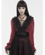 Devil Fashion Red Gothic Sexy V-Neck Long Sleeve Ruffle Shirt for Women